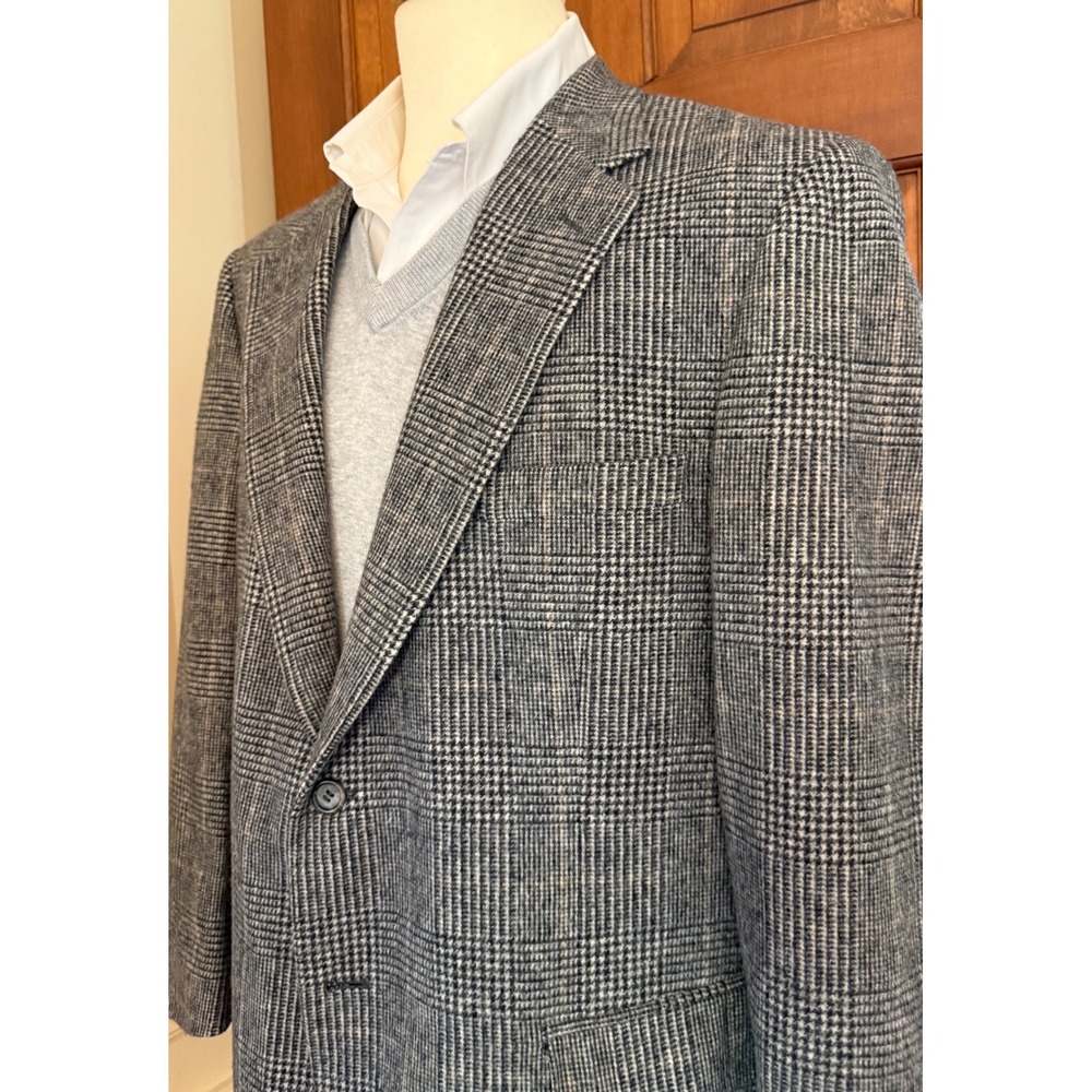 Grant Thomas 100% Lambswool Sport Coat Mens 46R Glen Check Blazer Jacket